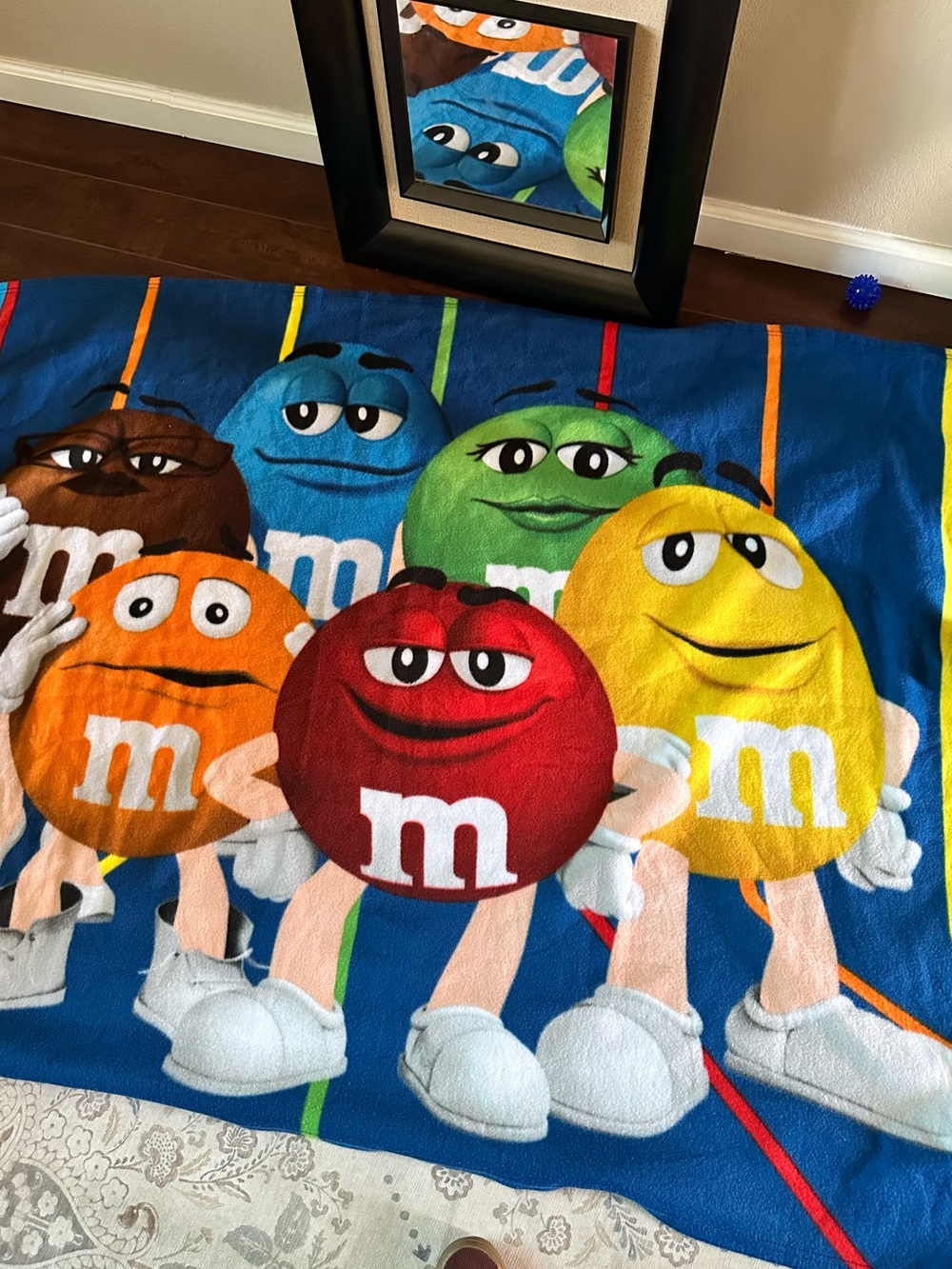 M&M's Character Fleece Throw Blanket Blue & Red